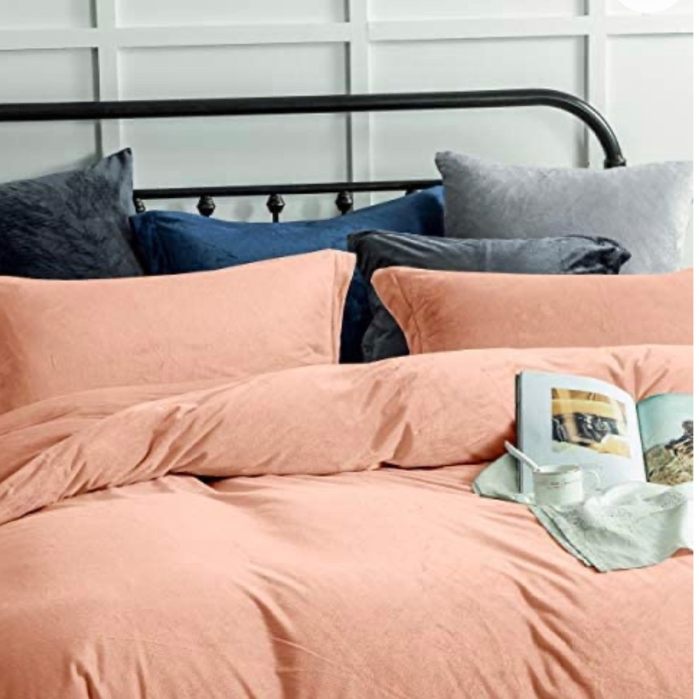 NTBAY Velvet Queen Duvet Cover Set, 3 Pieces Zippered Cover Light Pink NWOT - Picture 5 of 7